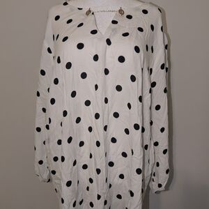 Torrid White Blouse with Black Polka Dots